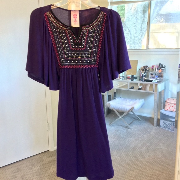 Purple sweater dress with tassel ties - Picture 7 of 10
